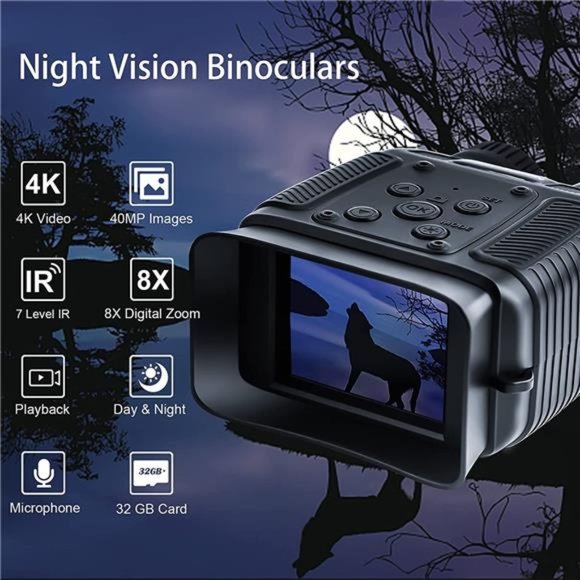 Night Vision Goggles - 4K HD Binocular  with 8X Digital Zoom - Picture 2 of 6